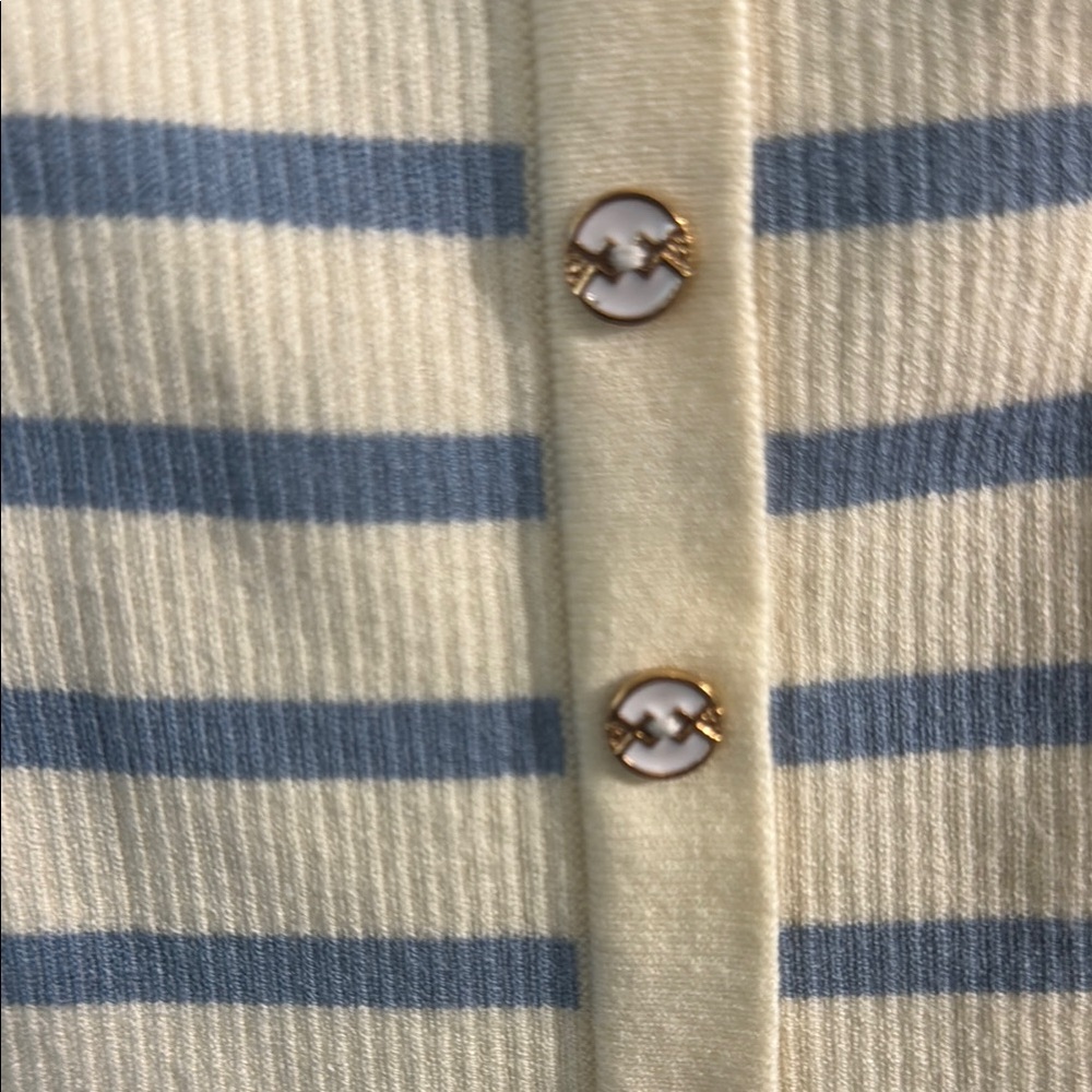 Striped Off-Shoulder Button-Up Top - Picture 2 of 4